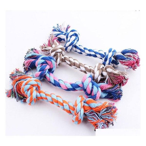 

new17cm dog toys pet supplies pet cat puppy cotton weaved chews knot toy durable braided bone rope funny tool iixpp