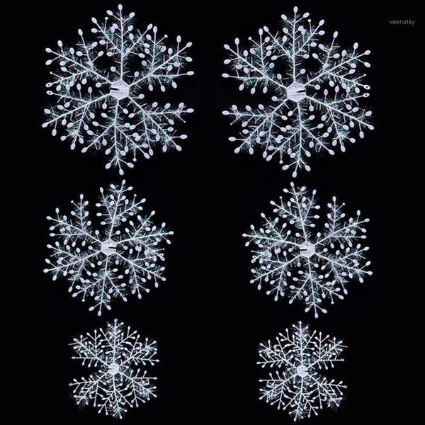 

christmas decorations 6pcs classic white snowflake ornaments holiday party home 2021 year xmas decor navidad decoraciones #0651