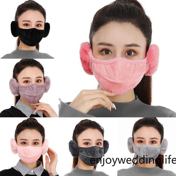 

2 в 1 valve face mask with плюшевые earmuffs winter warm рот маски рот-муфельные earflap открытый велоспорт маска может быть filters