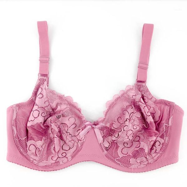 

floral lace women fashion bra unlined ultra thin cup underwired full supportive brassiere plus size lingerie 36d-46dd1, Red;black