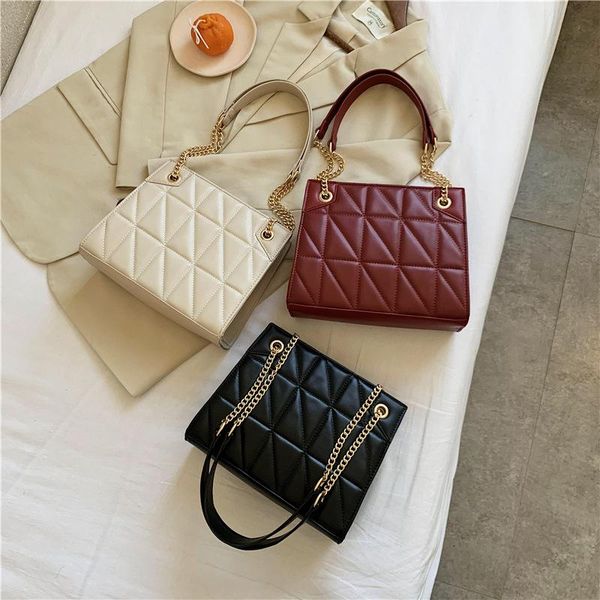 

autumn bag 2020 new korean version of joker temperament rhombic bag fashion chain slung square