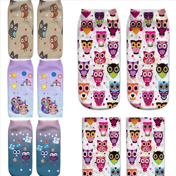 

f4are new print designer famous painting thigh mona socks owl short colorful series high sock socks creative japanese multiple, Black