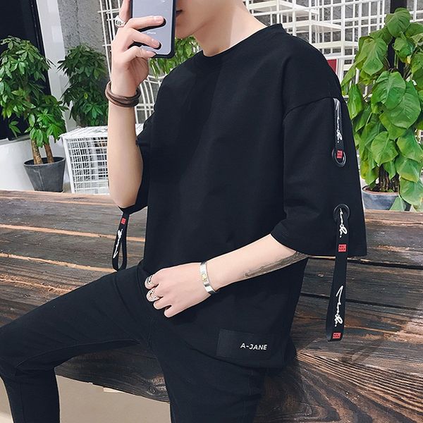 

hip hop t shirt men summer print half sleeve t-shirts mens fashion causal cotton streetwear tshirts solid tee kg-162, White;black
