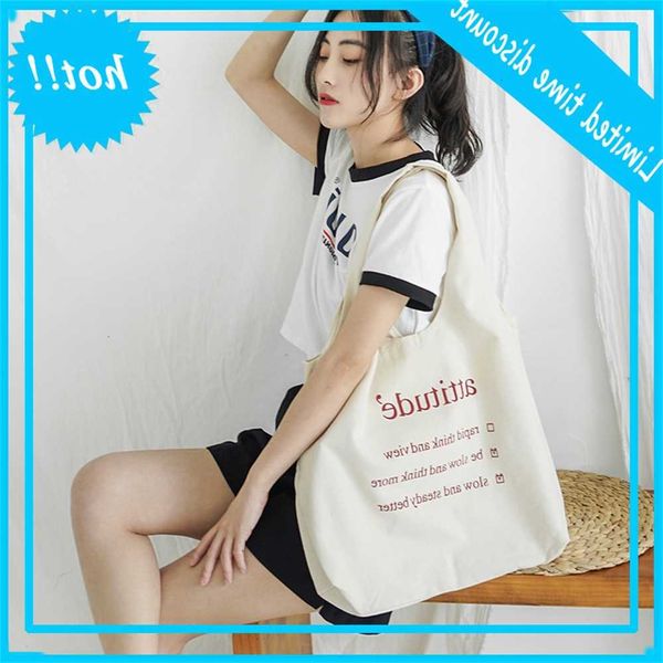 

bx14 hanfeng chic letter literature and art women large capacity canvas simple portable single shoulder bag