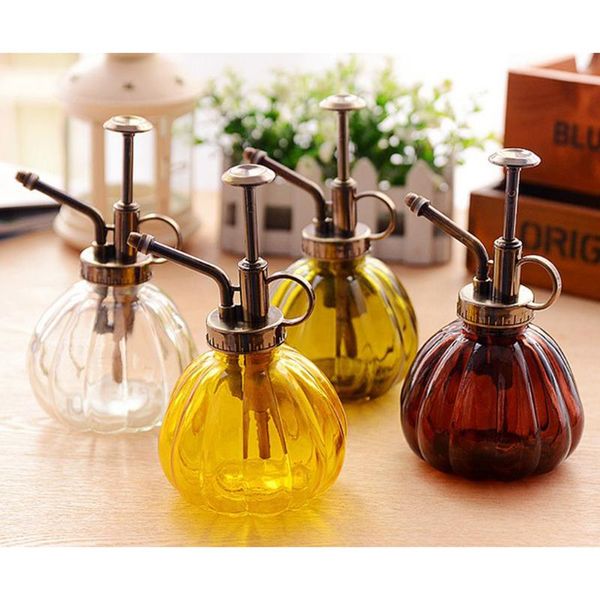 

small pumpkin glass watering can pressure push flower plant mist spray bottle sprayer, 350ml