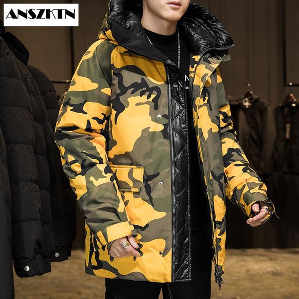 

anszktn new arrival wholesale thick lovers' outdoor winter thicken duck down coat casual slim overcoat fashion, Black