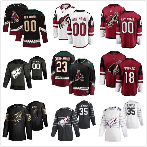 

arizona coyotes jerseys youth kids barrett hayton jersey vinnie hinostroza richardson soderberg stepan ice hockey jerseys stitched customize, Black;red