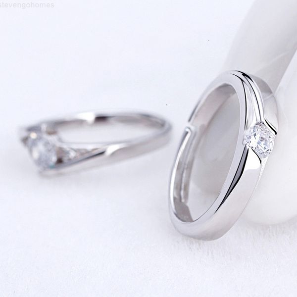 

factorydwnvadjustable silver diamond cubic zirconia ring couple open engagement wedding rings for women men fashion jewelry will an, Golden;silver