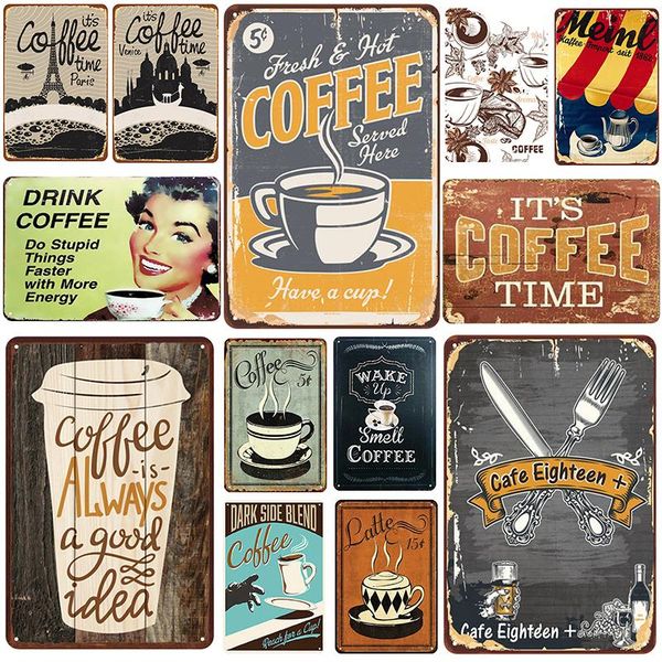 

2021 funny coffee plaque metal vintage tin sign pin up shabby chic decor metal signs vintage bar decoration metal poster pub plate kid room