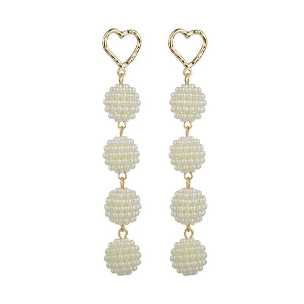 

mestilo trendy gold color love heart long geometric multiple simulated pearl drop earrings classic fashion jewelry girl gift, Silver