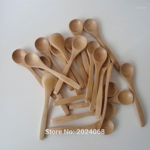 

spoons 10pcs/set 5.1inch wooden spoon ecofriendly tableware bamboo scoop coffee honey stirrer --m251