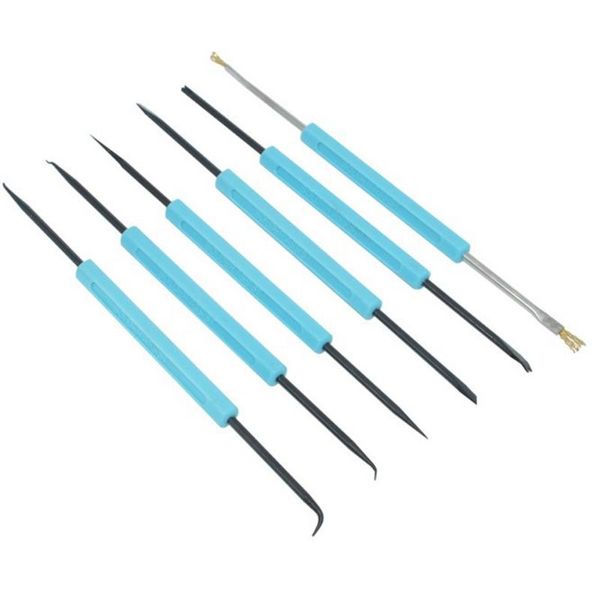 

6pcs/set reamer steel welding instrument needle assist hex grip solder disassembly tool brush electronic components hand repair