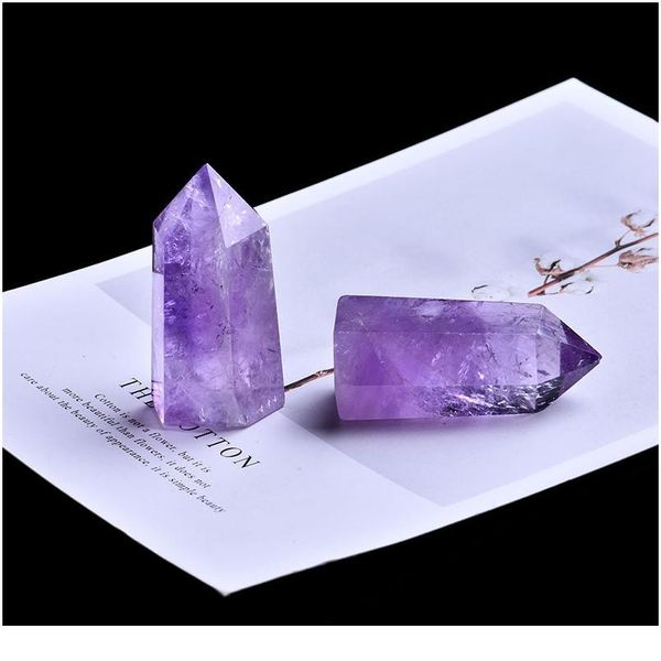 

1pc natural amethyst crystal point mineral ornament healing wand home decoration study room decoration diy gifts qylppc, Black