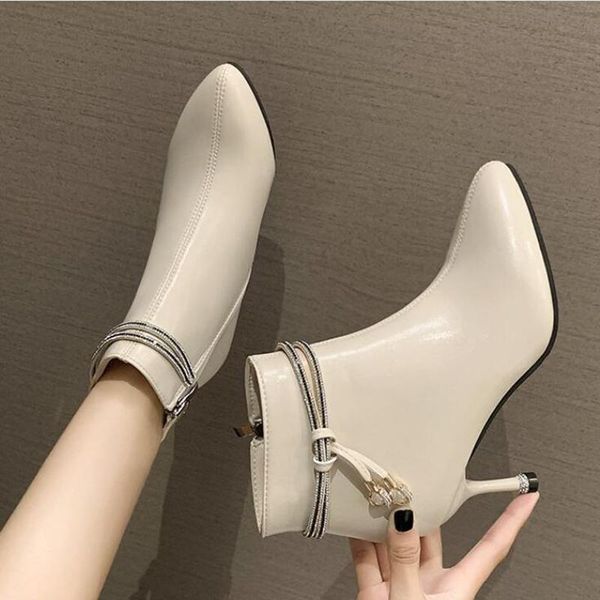 

boots ankle women shoes woman fashion high-heeled winter 2021 short fur warm d654, Black