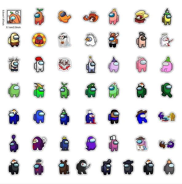 

100pcs/bag skateboard graffiti stickers among us anime lappad bicycle motorcycle phone luggage helmet pvc guitar fridge decal cz1230b