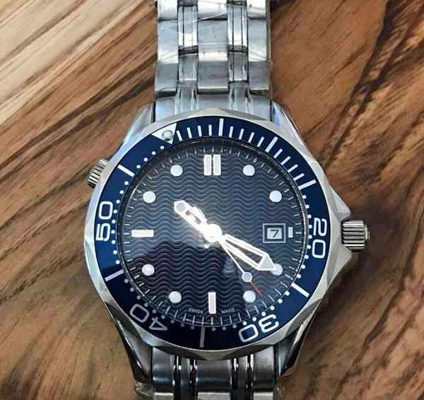 

2020 41mm mens professional 300m james bond 007 blue dial sapphire automatic watch men's watches, Slivery;brown