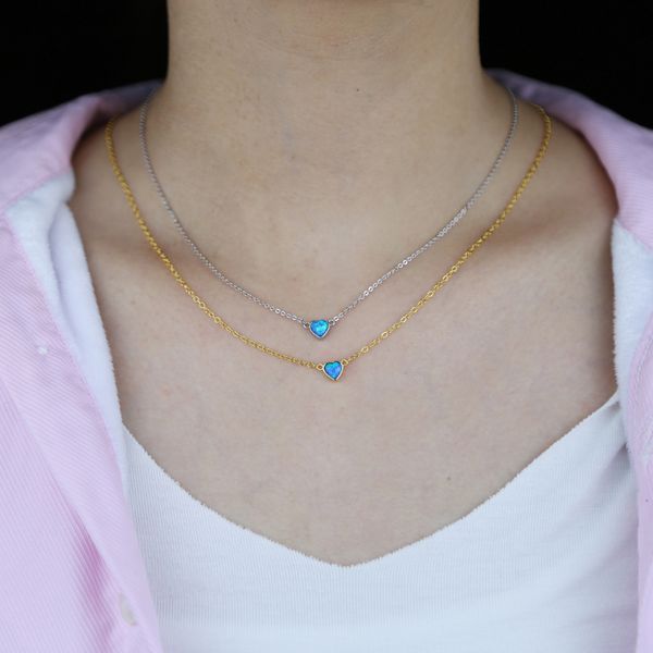 2021 collana con ciondolo gemma cuore opale blu di alta qualità da 5 mm per donna ragazza moda elegante amante fidanzata regalo bella collana