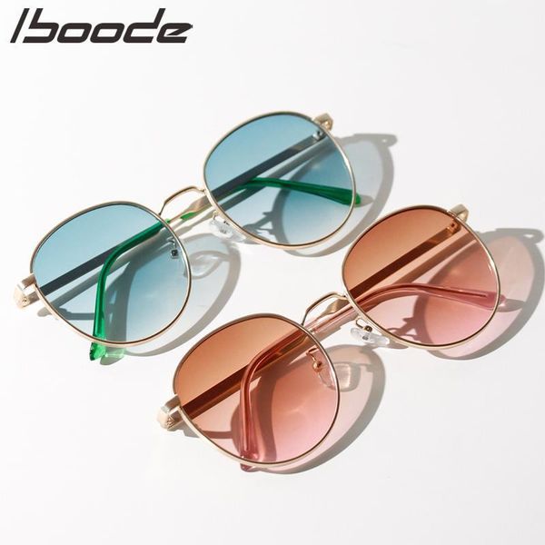 

sunglasses iboode 2021 women brand designer small square men metal frame driving fishing glasses zonnebril mannen1, White;black