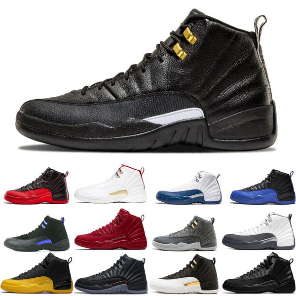 

man basketball shoes athletic 12 12s black blue stone cny dark concord grey fiba flu game french royal gamma gym red o-black reverse taxi th, White;red