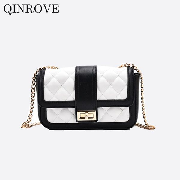 

two tone chains strap shoulder bag handle crossbody bag ladies clutch fashion 2020 small casual flap pu leather for women