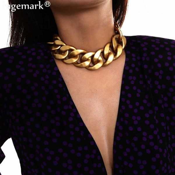 

unique big chunky chain choker necklace collares accesorios mujer exaggerated rock gold color twist thick necklace men jewelry, Silver