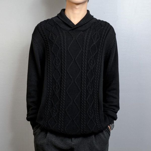 

men's sweaters 2021 autumn and winter youth chinese style retro solid color sweater fashion casual v-neck pullover bottoming shirt, White;black