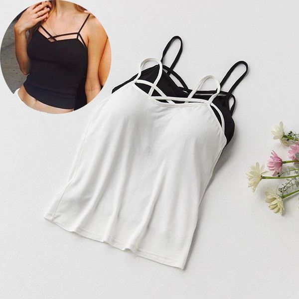

women padded crop lace girls comfortable strap vest solid color tank female underwear, White