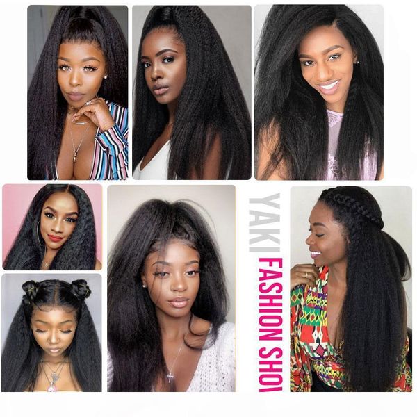 

straight wig 13*4 lace front human hair wigs preplucked remy yaki lace wig 4x4 lace closure wig for black women u part wi, Black;brown