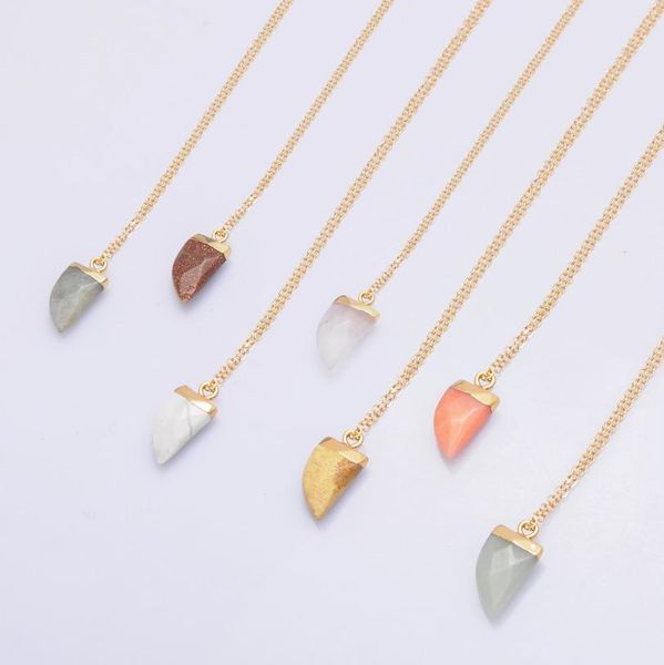 

stone necklace long sweater pendant necklace, Silver