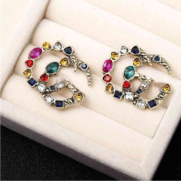 

2023 designer new feminine court style color letter earrings large earrings, Golden