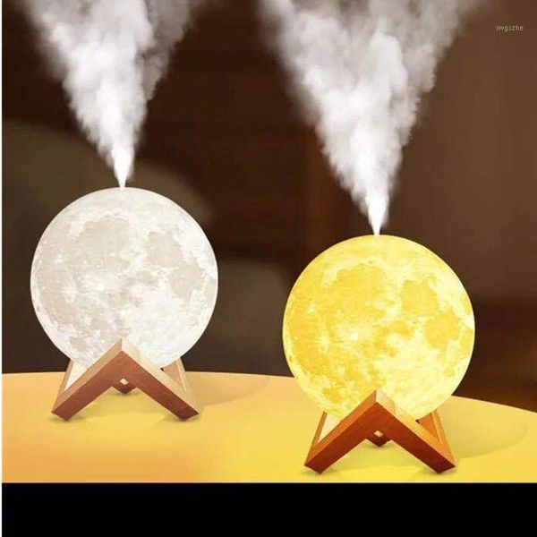 

3d moon lamp light humidifier essential oil aroma diffuser ultrasonic 880ml air humidifier cool mist purifier for home office1