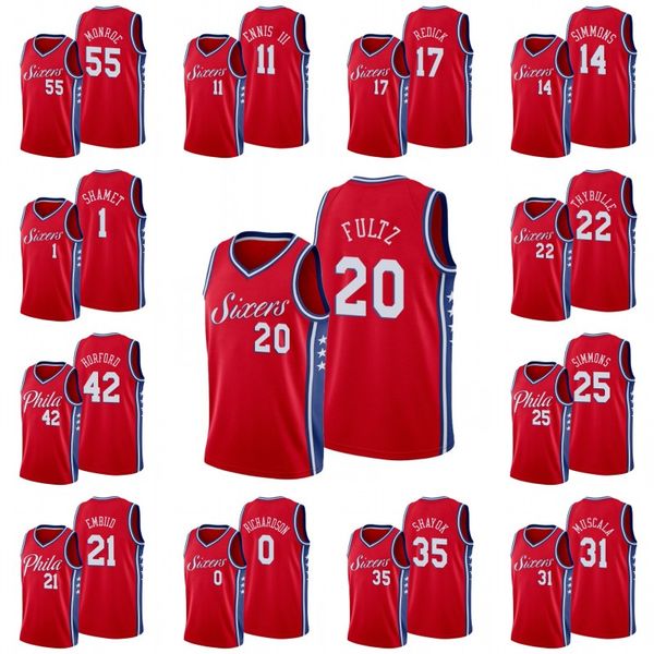 

филадельфия 76ers мужчины грег монро джеймс эннис iii джей-джей redick джонатон симмонс эмбиид матисс thybulle джерси, Black