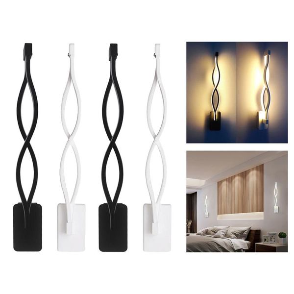 

wall lamp nordic wavy led bedroom warm white black shell