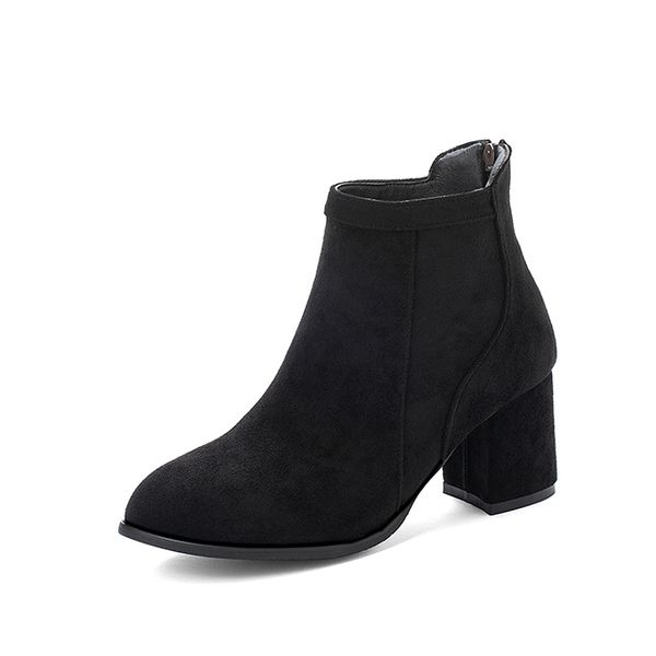 

2021 the new comfortable party style round the equestrian black fashions in high heels robust women's ankle big size boots 6rrp