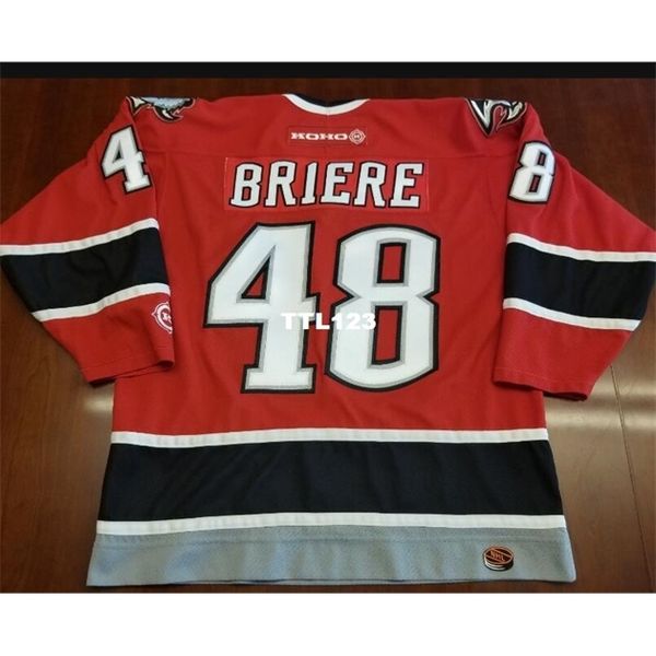 

real men real full embroidery #48 danny briere vintage buffalo sabres hockey jersey or custom any name or number jersey, Black