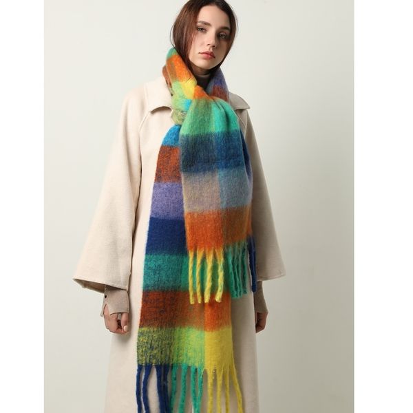 

thick warm scarf women winter neck foulard shawls tassel pashmina scarves lady cashmere bandana men design y201024, Blue;gray