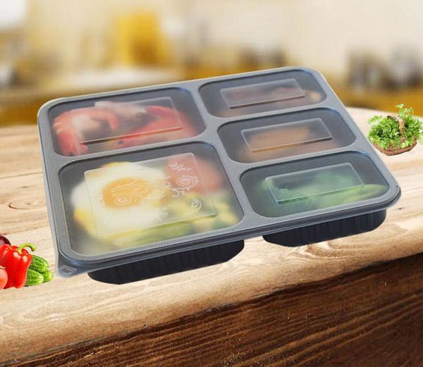 

box disposable1000ml food 1500ml 5-compartment plastic lunch food storage holoder 2 colors take out box tablew