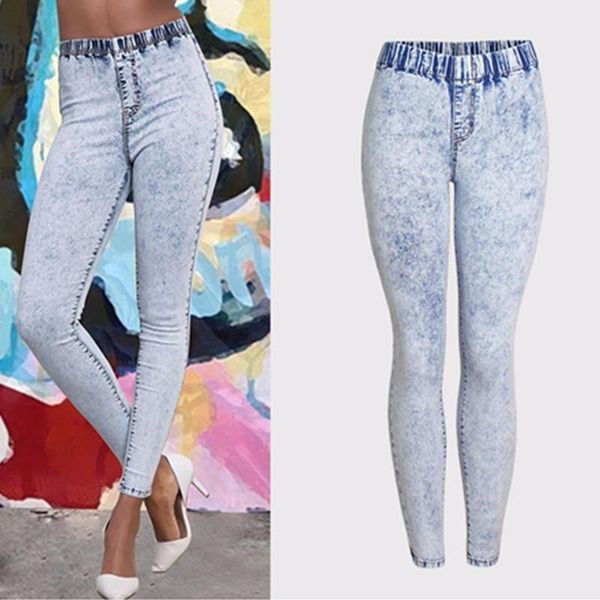 

women casual high waist pencil blue skinny jeans female streetwear bodycon cowboy denim trousers ladies jean pants
