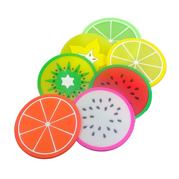 

cute fruit pattern colorful silicone round cup cushion holder thick drink tableware coaster mug dhl
