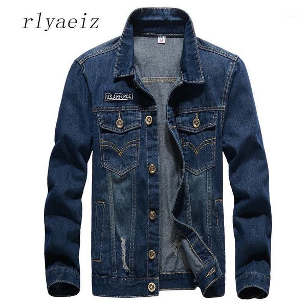 

rlyaeiz 2021 spring autumn fashion denim jackets men washed denim clothing single breasted jeans hole clothes jackets coat m-4xl1, Black;brown