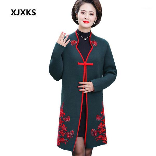

xjxks 2019 autumn winter new women woolen coat loose plus size comfortable cashmere knitted coat women long cardigan1, Black