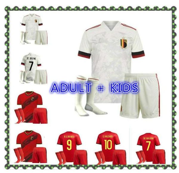 

kids kit 2020 belgium soccer jersey hazard lukaku de bruyne home away football shirt batshuayi kompany men kids kit maillot de foot, Black;yellow