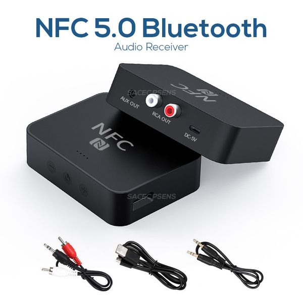 

nfc wireless bluetooth 5.0 receiver rca 3.5mm aux jack music receiver hifi audio adapter mic for car blutooth receptor