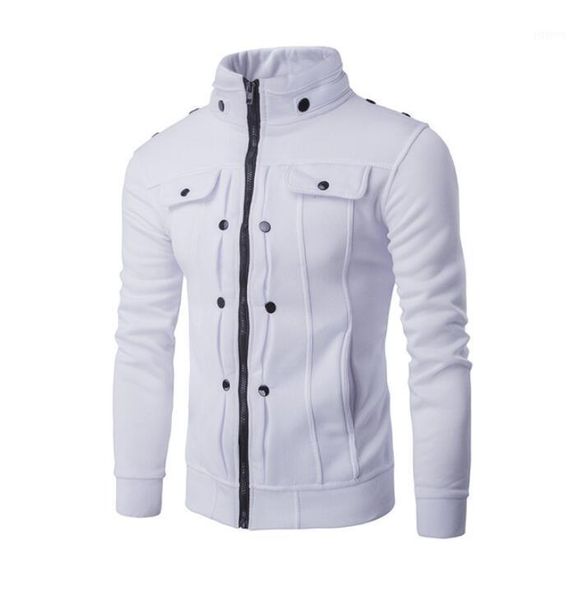 

autumn and winter new men's trendy fashion jacket personality stand collar folding button zipper sports casual jacket1, Black;brown