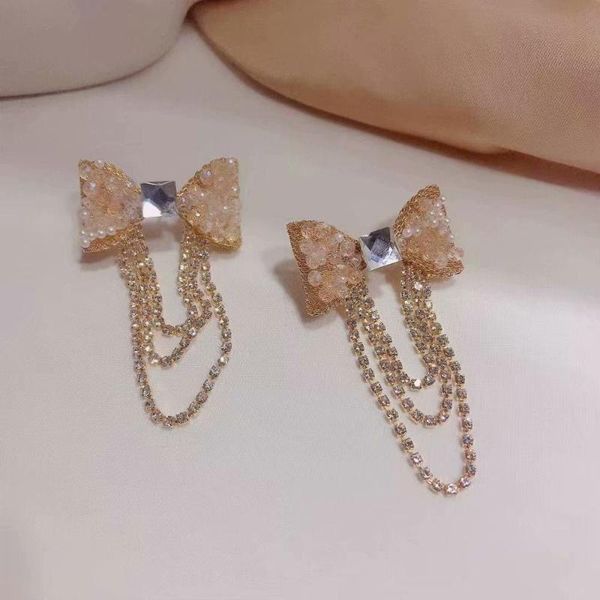 

korean version of the net red temperament earrings earrings long french new exquisite tiny ear studs, Silver