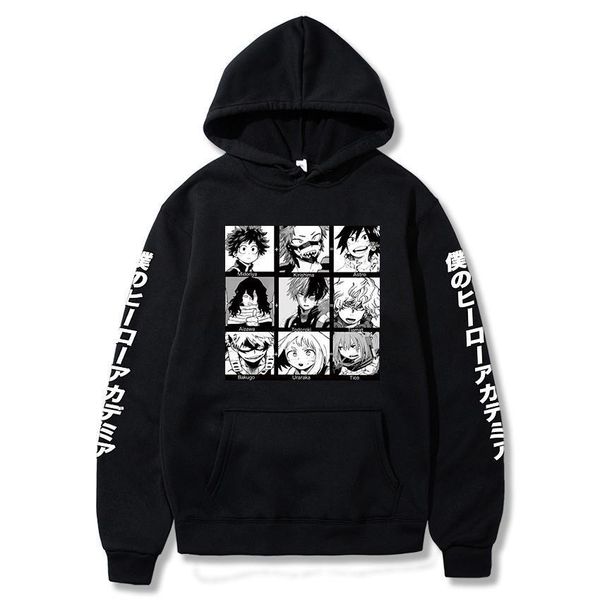 

anime boku без героя академические толстовки мужчины повседневная homme flece manga pullover hoodie падение доставки хорошего качества, Black