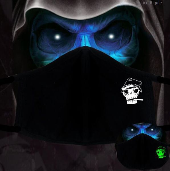 

pm2.5 1pcs black dustproof cartoon anime woman cotton men night glow in dark skull mouth masks half muffle face mask 20