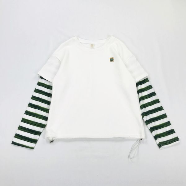 

f9tuw style striped basic fake two-piece pullover basic s female style striped sweater stitching fake two-piece pullover stitching sweater s, Black