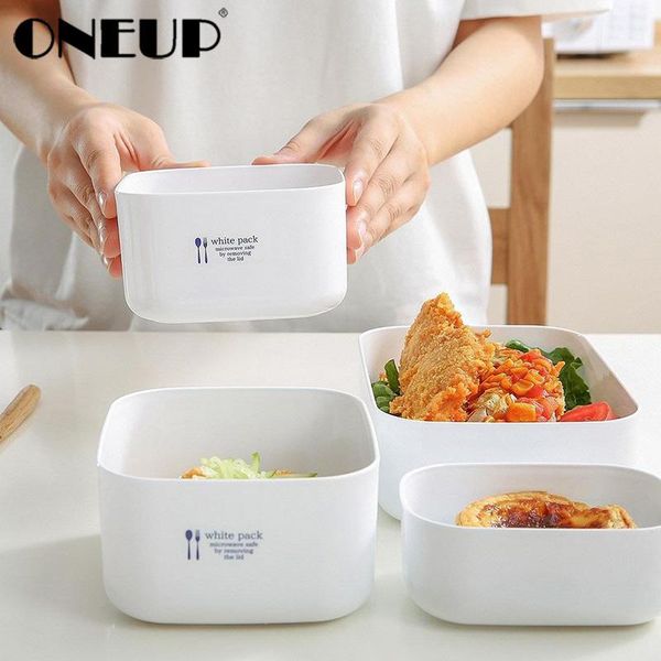 

oneup white household lunch box storage plastic rectangular fruit microwavable refrigerator container children tableware box bbybze