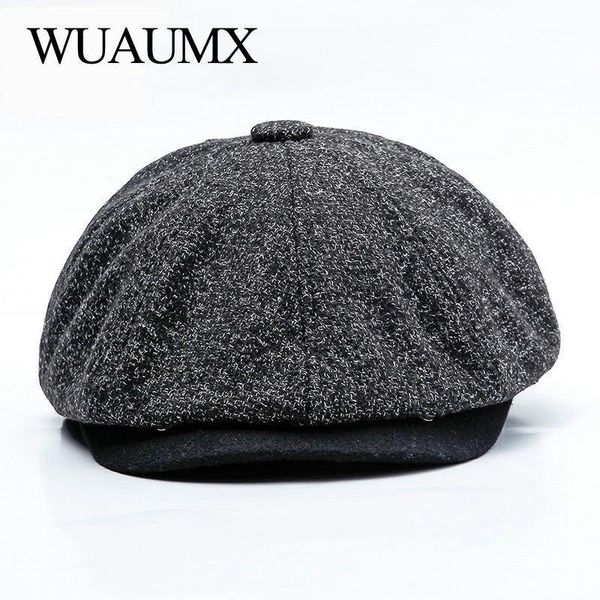 

sboy hats wuaumx autumn winter retro caps men women warm octagonal hat for male detective painter visors chapeau1, Blue;gray